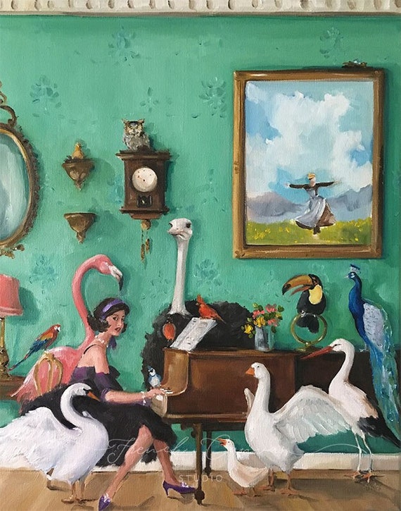 Songbirds - Fine Art Print, Art Print, Whimsical Art, Giclée Print, Bird Art, Music Art, Original Artwork, French Canvas Studio, Giclée