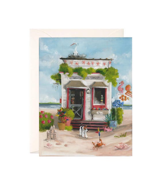 The Seashell Shop - Boxed Set of 8 Notecards, Lisa Finch Artist,  Art on a Card