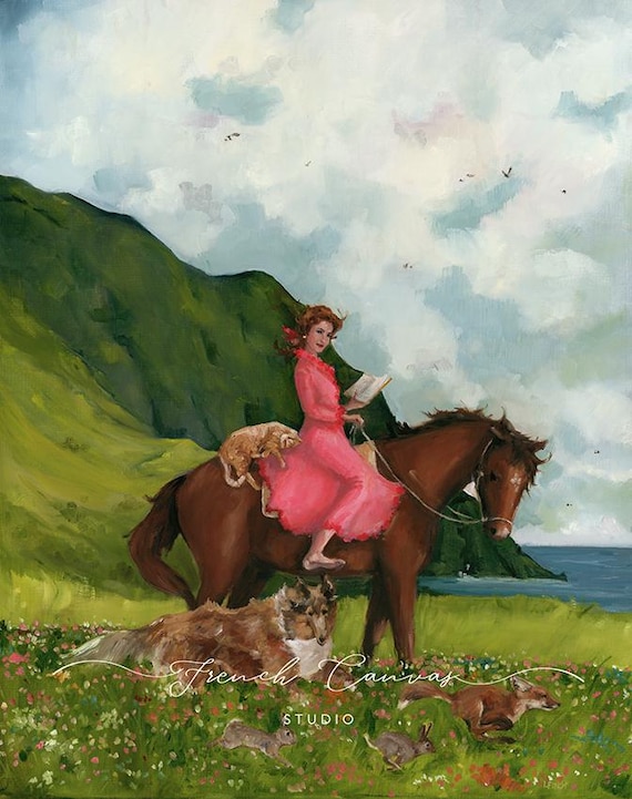 The Story Girl - Fine Art Print, Lisa Finch Artist, French Canvas Studio, Story Girl, Landscape, Whimsical Wall Art