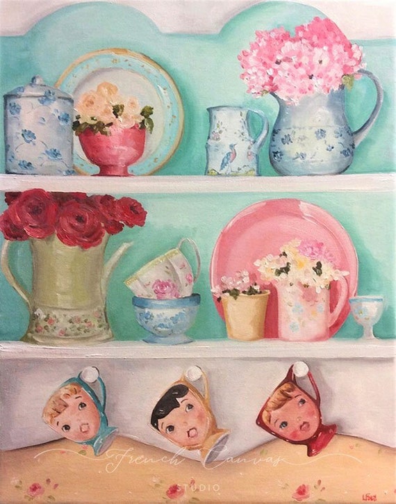 Little Treasures - Fine Art Print, Giclée, Giclee Print, Whimsical Wall Art, French Canvas Studio