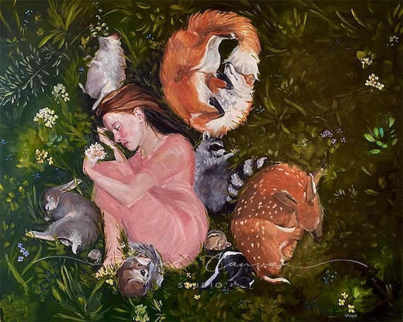 The Meadow - Fine Art Print, Giclee, Lisa Finch, French Canvas Studio, Animal Art, Meadow, Wall Art