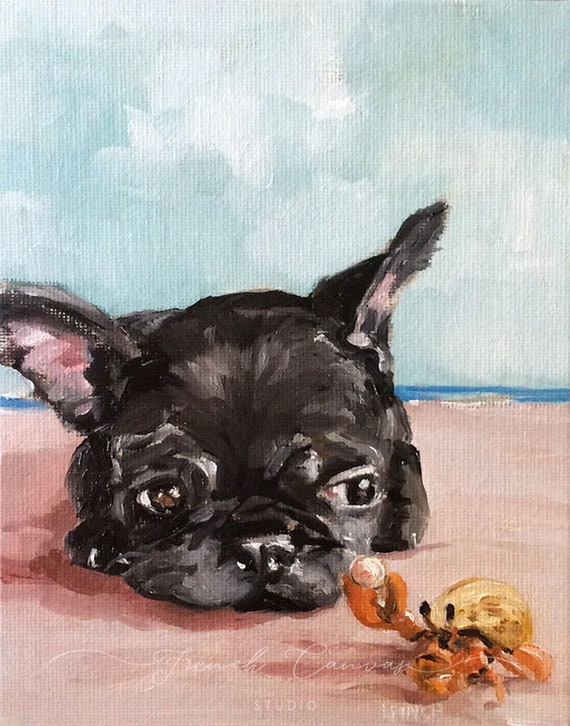 A Little Souvenir - Fine Art Print, Giclée, Giclee Print, Whimsical Wall Art, Beach Art, Dog Art, French Canvas Studio