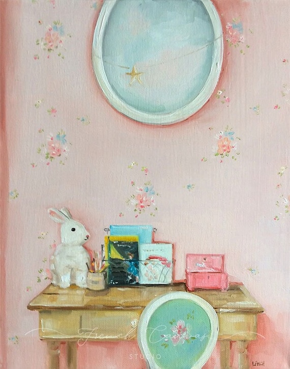 Make A Wish - 5.5 x 7 Fine Art Print, Vintage Interior, Childrens Wall Art, Whimsical, Giclee Print, French Canvas Studio