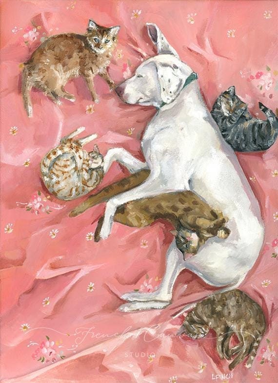 Lazy Daisy - Fine Art Print, Dog Art, Whimsical, Original Artwork, French Canvas Studio, Wall Art, Art Print, Art, Giclée, Giclee Print