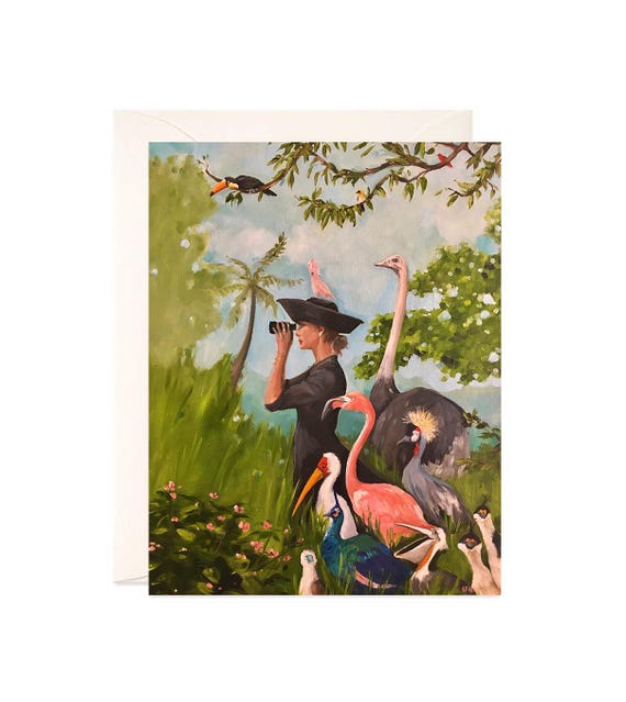 The Birdwatcher - Boxed Set of 8 Notecards, Blank Cards, Lisa Finch Artist, Art on a Card