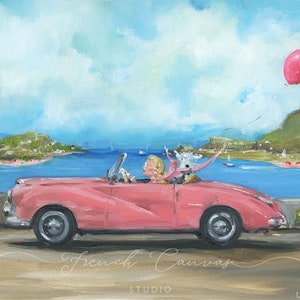 Una giornata in Riviera - Stampa artistica, Giclée, Stampa artistica Giclée, Opera d'arte originale, Arte murale, Studio di tele francesi, Arte stravagante, Arte canina