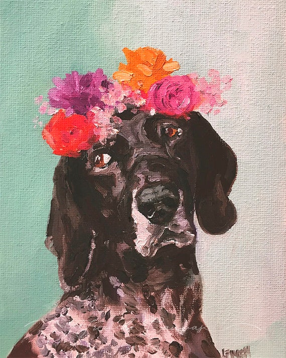 Blossom - Fine Art Print, Giclée, Giclee Print, Whimsical Wall Art, Dog Art, French Canvas Studio