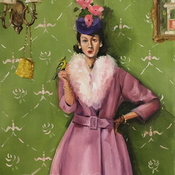 The Whistler and the Warbler - Fine Art Print by Lisa Finch, French Canvas Studio, Whimsical Bird