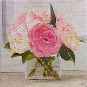 French Peonies - 6 x 6 Fine Art Print, Giclee Print, Still Life, Floral Art, Peonies, French Canvas Studio