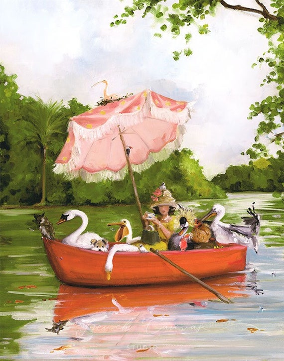 Waterbirds - Fine Art Print, Giclee Print, Animal Art, Whimsical Art Print, Whimsical Art, Art Print, French Canvas Studio, Bird Art