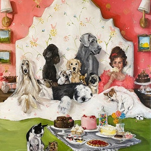 Sweet Dreams - Fine Art Print, Whimsical Artwork, French Canvas, Dog Art, Giclée, Art Print, Original Art, Art, French Canvas Studio, Animal