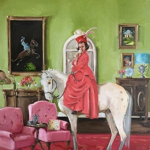 The Whimsical Wanderings of Wilhemina Wickledown - Fine Art Print, Whimsical Art, Horse Art, Giclée Original Art, French Canvas Studio, Art