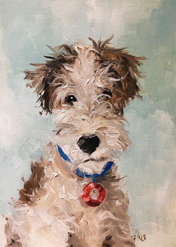 Pip At The Seaside - Fine Art Print, Giclee, French Canvas Studio, Dog Art, Giclee Print, Whimsical, Wall Art
