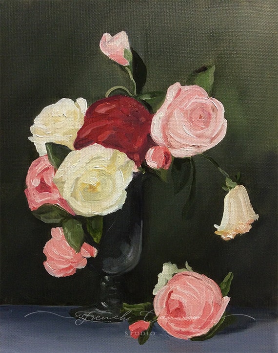 Fresh Roses - Fine Art Print, Giclée, Giclee Print, Floral Art, French Canvas Studio, Original Artwork