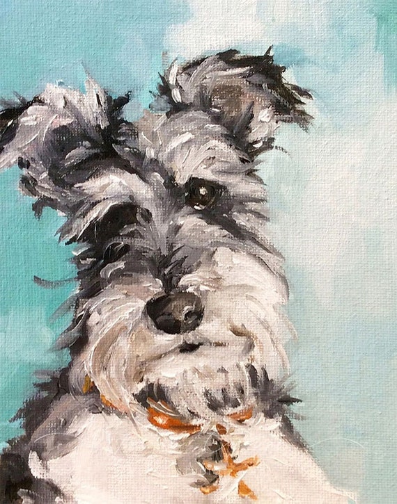 Summer Skies - Fine Art Print, Dog Art, Schnauzer, French Canvas Studio, Giclée, Giclee Print