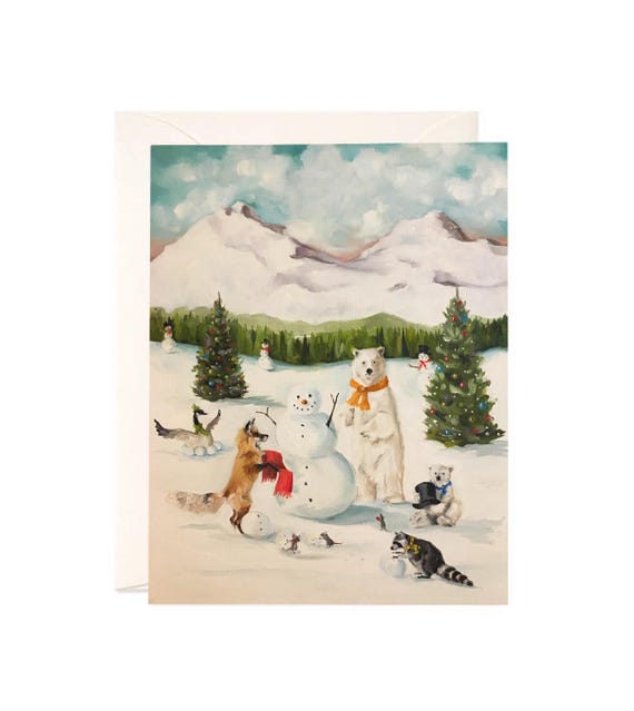 The Happiest Snowman - Boxed Set of 8 Art Cards, Blank, Lisa Finch Artist, Art on a Card