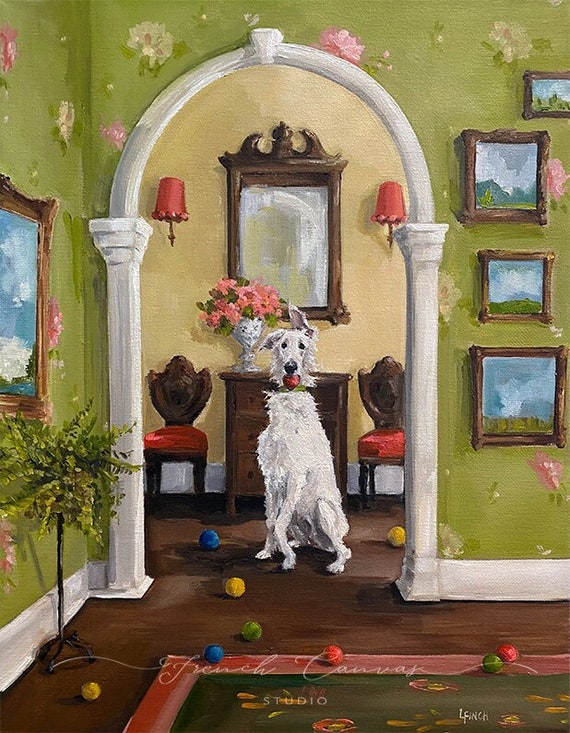 The Trouble with Jack - Fine Art Print, Giclée, Giclee Print, Original Artwork, French Canvas Studio, Dog Art, Whimsical, Wall Art, Art