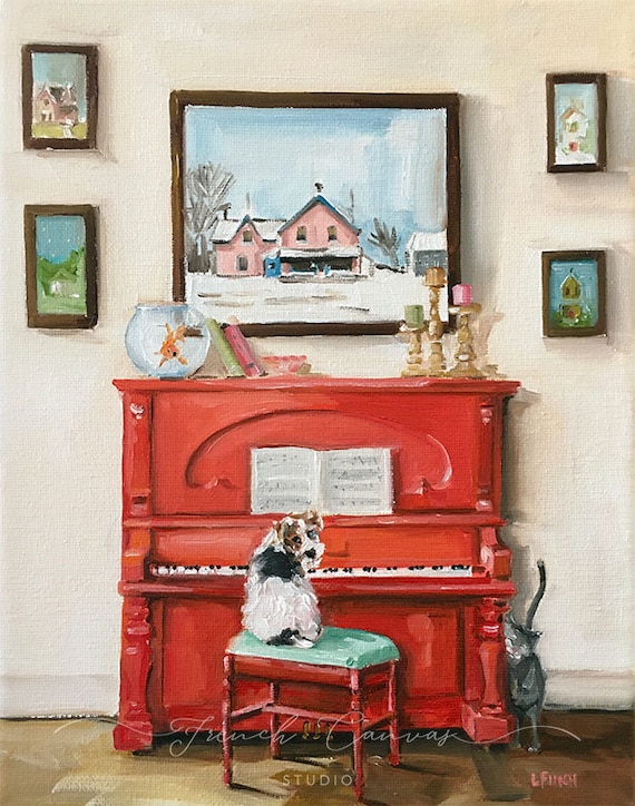 The Soloist - Fine Art Print, Giclée, Giclee Print, Whimsical Wall Art, The Story of Pip, Dog Art, French Canvas Studio