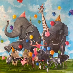 Life of the Party - Fine Art Print, Whimsical Art, Giclee, Giclee Print, Fine Art Print, Animal Art, French Canvas Studio, Lisa Finch