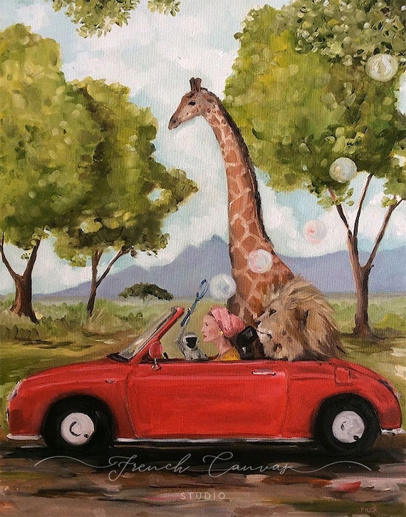 The Picnickers - Fine Art Print, Giclée, Giclee Print, Animal Art, Whimsical Wall Art, French Canvas Studio