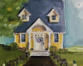 The Buttercup House - 5.5 x 7 Fine Art Print, Giclée Print, Whimsical Art, French Canvas Studio, Little House