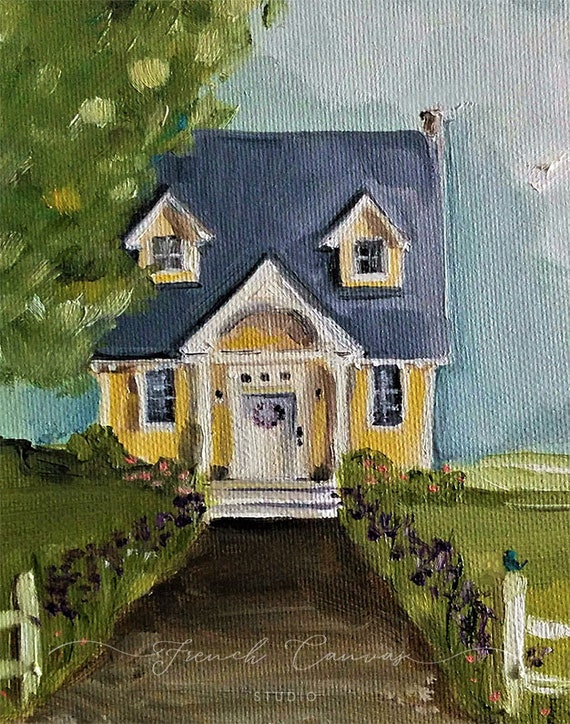 The Buttercup House - 5.5 x 7 Fine Art Print, Giclée Print, Whimsical Art, French Canvas Studio, Little House