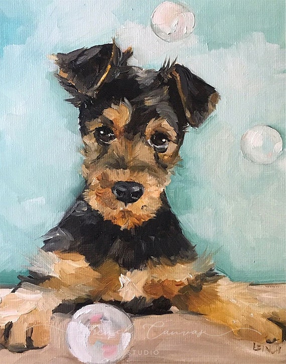 Bubbles - Fine Art Print, Dog Art, Whimsical Wall Art, Giclée, Giclee Print, French Canvas Studio