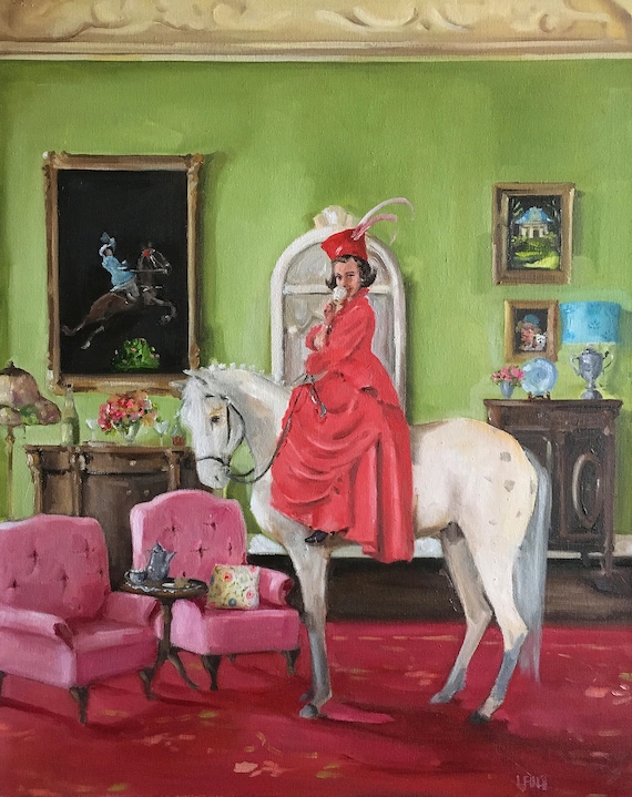 The Whimsical Wanderings of Wilhemina Wickledown - Fine Art Print, Fun Art, Whimsical Wall Art, Horse Art, Giclée Print