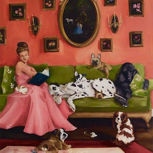 Es war einmal - Feiner Art Druck, Giclée, Giclée-Kunstdruck, Original Kunstwerk, Wandkunst, Französisches Leinwandstudio, Wunderliche Kunst, Hundekunst, Kunst