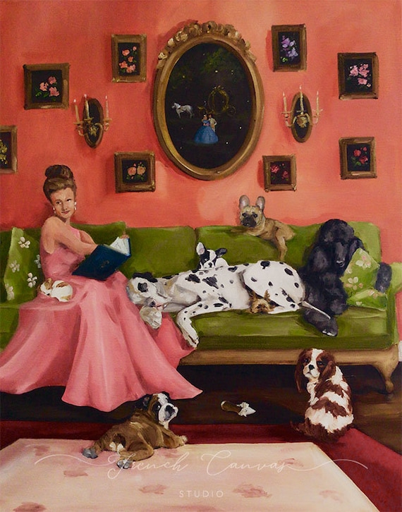Once Upon a Time - Fine Art Print, Giclée, Giclee Art Print, Original Artwork, Wall Art, French Canvas Studio, Whimsical Art, Dog Art, Art