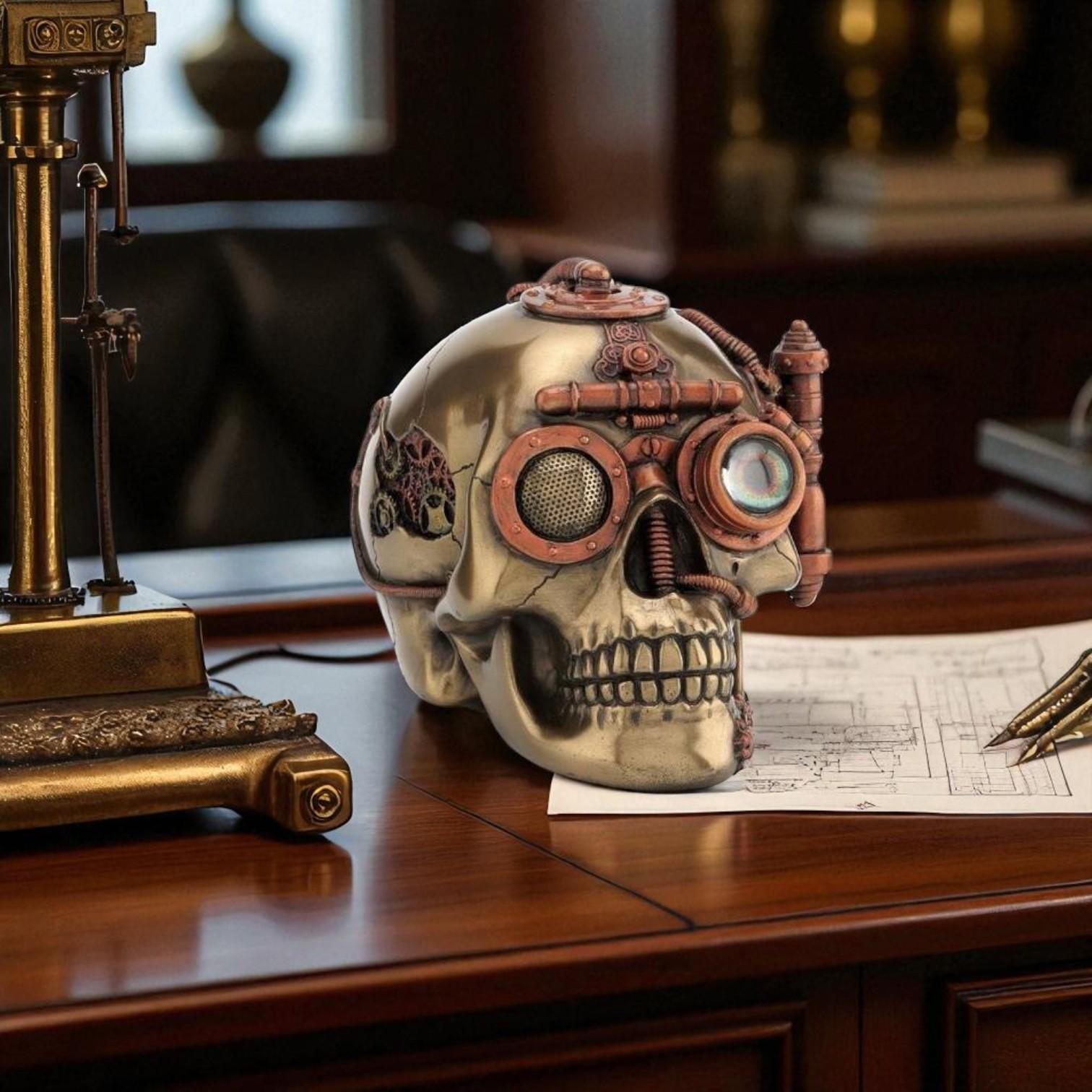 Skull Box Decorative Storage Steampunk Gothic Art Home Decor 6.7x4