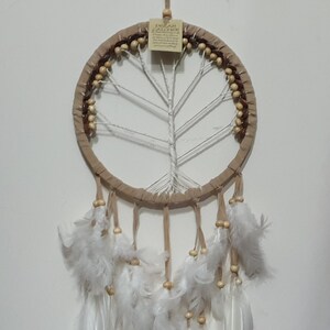 Beige Tree of Life Dream Catcher Hippie Wall Hanging Housewarming Gift Cozy Indian Home Decoration image 5