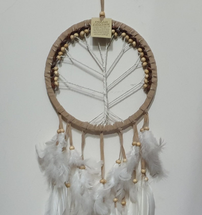 Beige Tree of Life Dream Catcher Hippie Wall Hanging Housewarming Gift Cozy Indian Home Decoration image 5