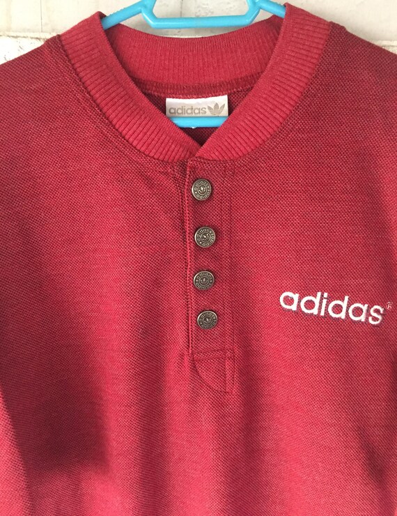 Vintage Retro 80's 90's 100% Cotton Adidas Red T-… - image 3