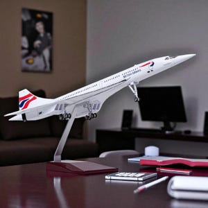 Modello di aereo supersonico Concorde britannico in scala 1:125 da 19,7 pollici, espositore decorativo