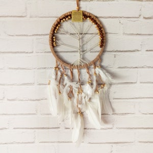 Beige Tree of Life Dream Catcher Hippie Wall Hanging Housewarming Gift Cozy Indian Home Decoration image 1