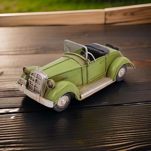 Antique classical green drophead model old car-desk accessory-handpaint gift for friends-gift for christmas-housewarming gift