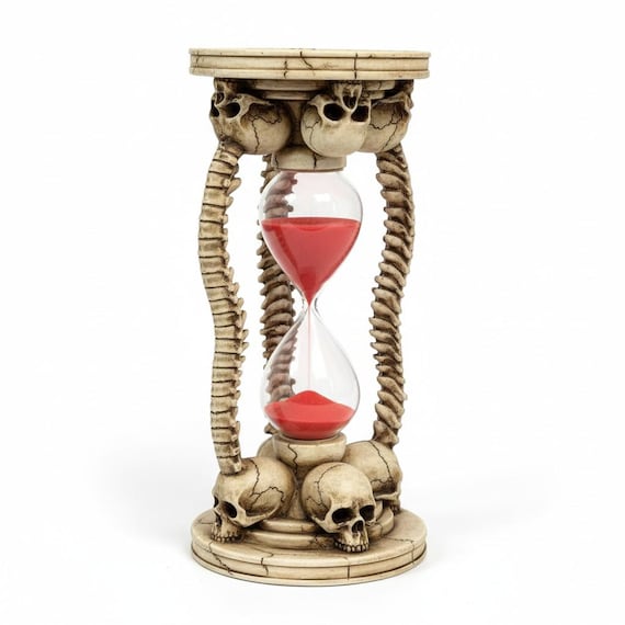 Skeleton Hourglass Decorative Object - Gothic Collectible Spooky