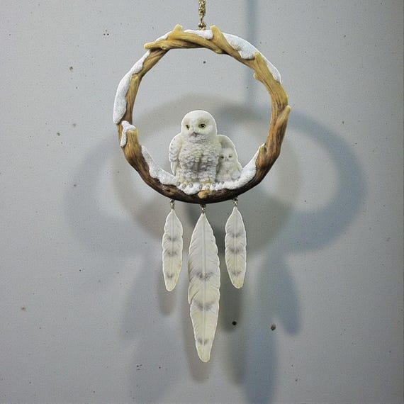 Snowy Owl Dreamcatcher Wall Hanging – Boho Decor -  Nursery & Bedroom Wall Art