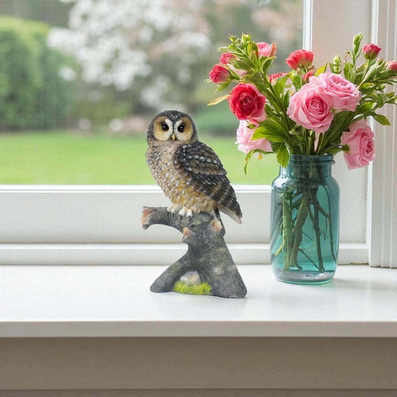 Owl Figurine Animal Kingdom Decorative Sculpture Wise Owl Statue 7.48 x 4.72 x 2.55 inch