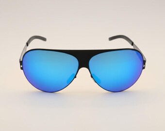 Slim Black or Blue Aluminium Pilot - Aviator Style Sunglasses - Unisex Sunglasses