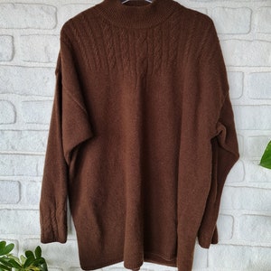 Vintage fine wool brown knitwear pullover sweater cardigan winter holiday gift/Gift for Him or Her
