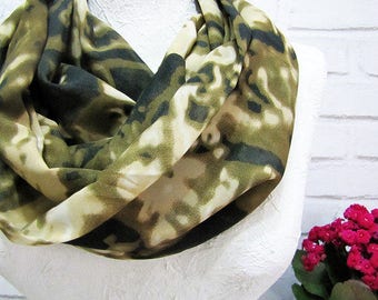 Free Fast Shipping/Camouflage Pattern Voile Pastel Naphtha Green Colors Infinity Scarf/Unisex Spring Freshness Shawl/Gift for Her for Him