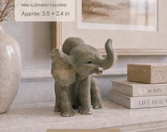 Animals World Baby Elephant Figurine - Wildlife Animal Collectible Resin Miniature Sculpture 3.5×2.4 in