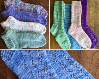 Knitting Pattern Bundle of 3, Our House Socks, Everyday Socks, and Lace Sock Patterns - DIGITAL DOWNLOAD