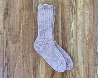 Hand Knit Everyday Socks, Size M, Blush