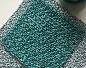 Hand Knit Cotton Dish Cloth - Spring Green