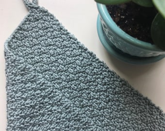 Hand Knit Cotton Kitchen Towel/Hand Towel - Sage Green