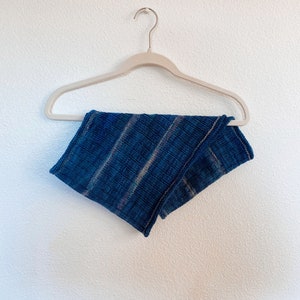 Hand Knit Ribbed Cowl, Superwash Merino Wool, Size M, Blue with Multi-Stripes