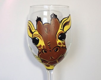 Giraffe Wine Glass - Giraffe Gift - Giraffe Lover - Jungle Wine Glass - Gift for her